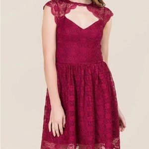 Francesca’s Cranberry Lace Dress—Size Med. NEW WITH TAGS.